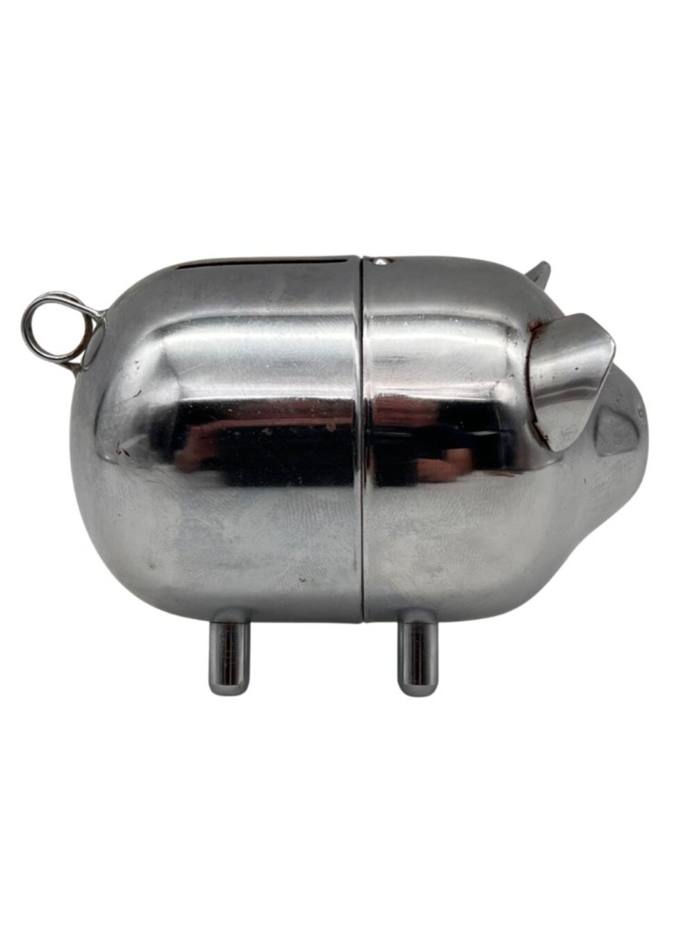 Vintage Chrome Piggy Bank With Slot And Rear Loop Fun Collectible Home Decor - Picture 8 of 16